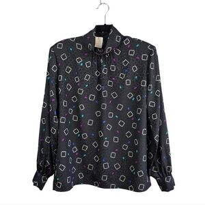 PENDLETON Vintage Long Sleeve Silky Blouse‎ Black Multi-colored Women’s Size 6